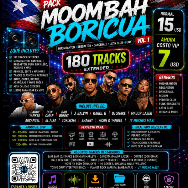 Pack Moombah Boricua Vol. 1 | 180 Tracks Extended para DJs | Moombahton, Dancehall, Reggaetón y Riddims