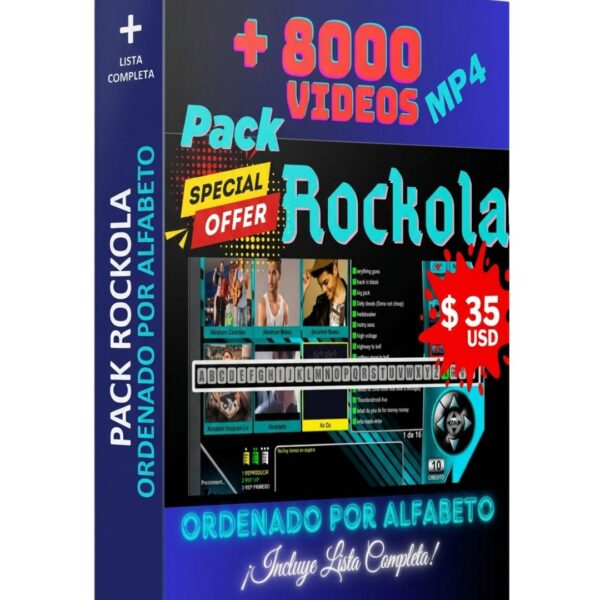 Pack Rockola Profesional +8000 Videos MP4 – Ordenados por Alfabeto