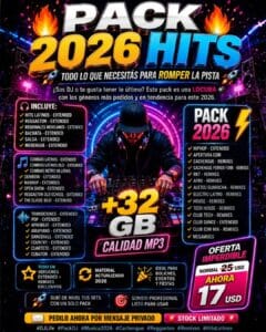 PACK HITS 2026 +32 GB – TODO LO QUE NECESITAS PARA ROMPER LA PISTA