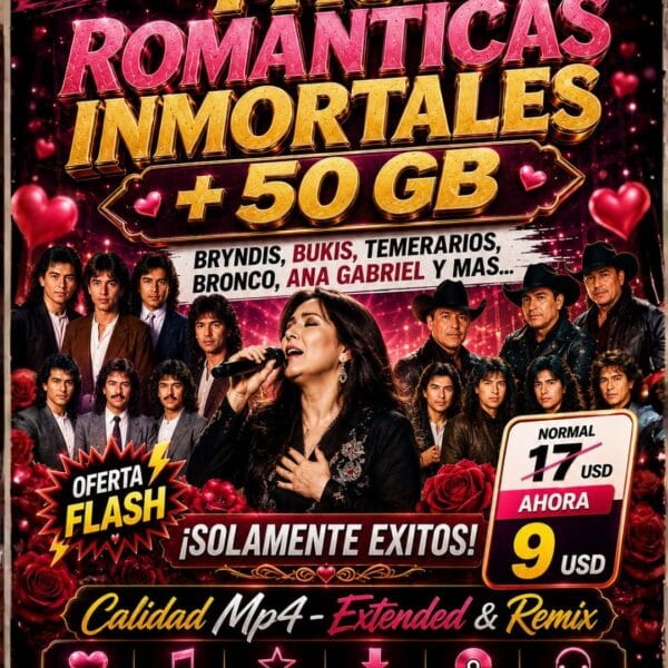 PACK ROMÁNTICAS INMORTALES +50 GB 2026 – SOLO ÉXITOS