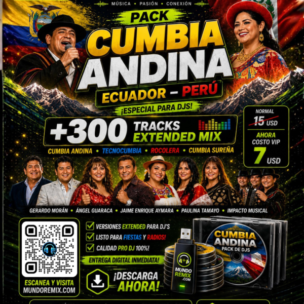 Pack Cumbia Andina Ecuador – Perú | +300 Tracks Extended Mix para DJs